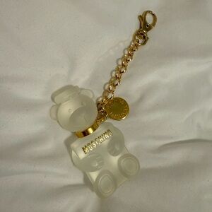 Moschino Gold and White Teddy Bear Bag Charm